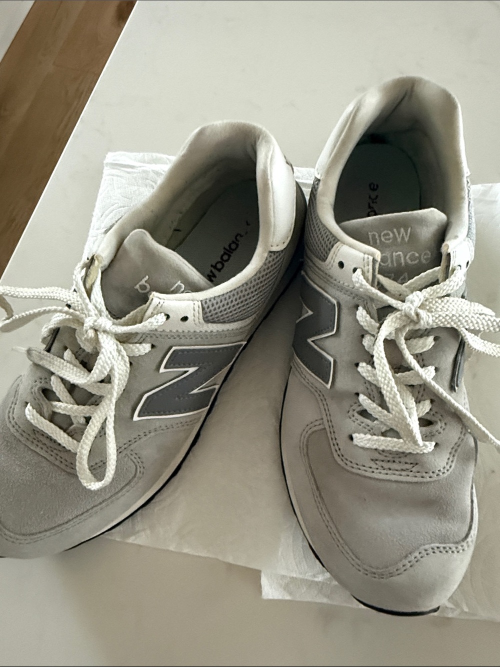 New Balance 574 Light Gray Suede & Mesh Sneakers